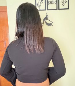 Black Long Sleeve Crop Top