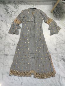 grey jacket with golden heavy embroidery