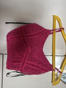 Pink Lace Crop Top
