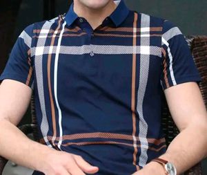 Checked Navy Blue Polo Shirt