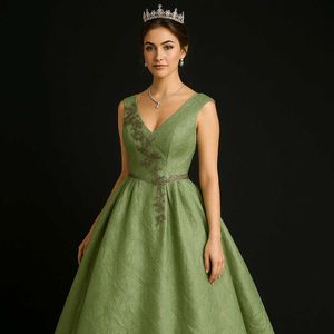 💚Elegant Green Ethnic Gown