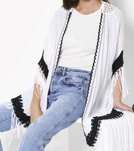Women White And Black Longline Shrug