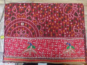 Madwadi Zari Weaving Red Cotton Chunri Duppata
