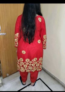 Red Embroidered Kurta Set gota patti salwar kurt