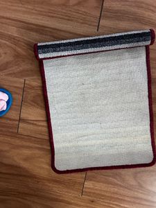 Burgundy Striped Floor Mat