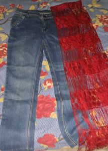 Girls Jeans Free Dupatta
