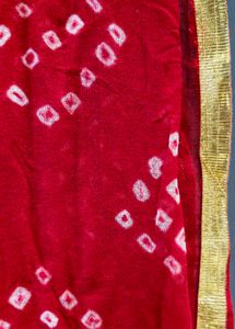 Set Of 2 Red Bandhej Print Dupattas