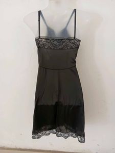 Black Lace Trim Slip Dress