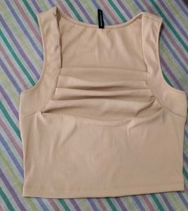 Ruched square neck crop top