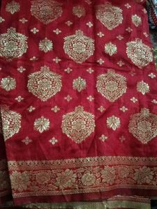 Red &amp; Gold Dress Material