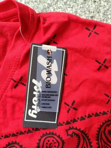 Red Printed V-Neck T-Shirt