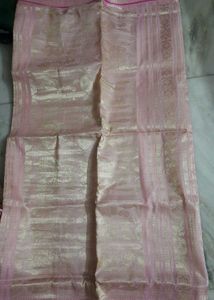 Beautiful Pink &amp; Gold Tant Benarasi Saree