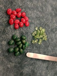Vintage Glass Beads - Red, Green, Olive