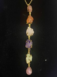 Natural Gemstone Tie Pendant Necklace