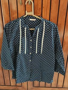Polka Dot Blouse with Lace Detail