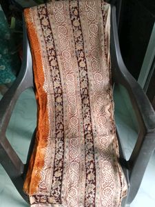 GentlyUsed Block Print KhadiCotton Half&amp;Half Saree