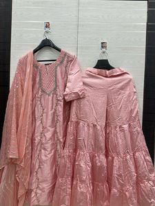 Pink Embroidered Kurta Set