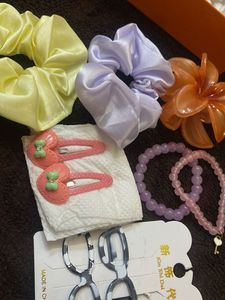 floral claw clip,hand bracelets,cruchies,normal ha
