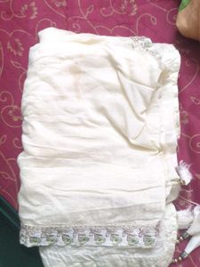 Off White Straight Kurta Set-Sequins And embroider