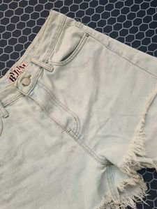 Washed Blue Denim Shorts