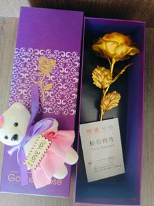 24k Gold Rose &amp; Taddy Bear
