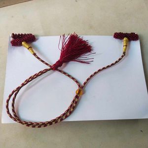 925 Silver Rajputi Chatai Haar in Ruby colour Bead