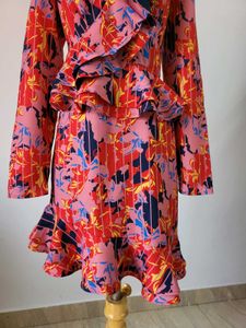 Floral Print Ruffle Dress, Length 38 Inches