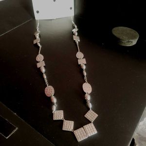 Silver Tone Geometric Necklace