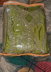 Olive Green Embellished Kurta Set