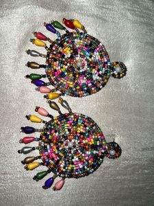 Handmade Colorful Beaded Statement Earrings