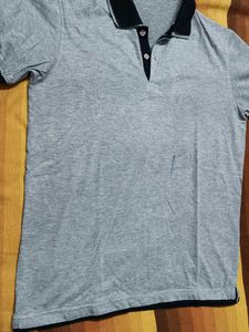 Men&#39;s Grey Cotton Polo Tshirt