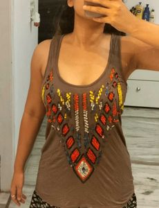 Stylish Sequin Detailing Ganji Top
