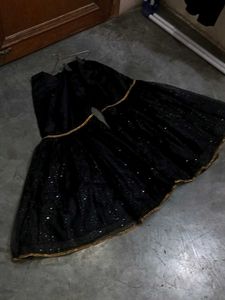 Gold Embellished Kurti with Black Skirt