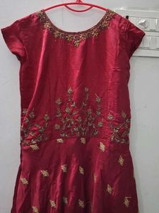 Elegant Maroon Embroidered Dress