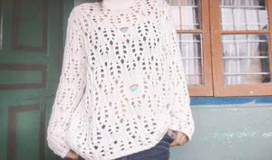 Crochet white sweater