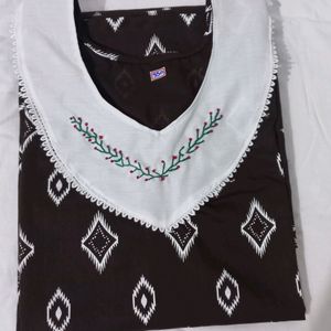 Cotton Nightty With Hand Embroidery