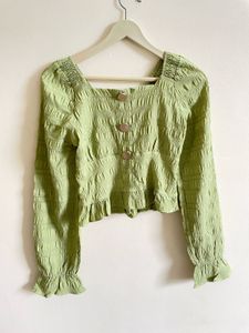 Green Smocked Top