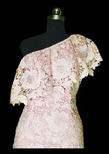 One Shoulder Ruffle Lace Dress