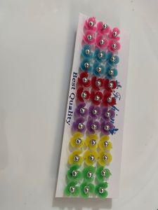18 pairs of Colorful Flower Stud Earrings