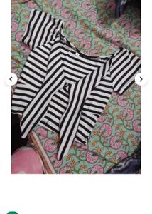 Striped Tie-Front Crop Top For Casual, Party &amp; Str