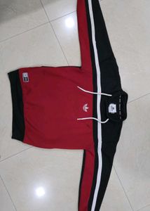 Adidas Red Black Cotton Hoddie For Winter
