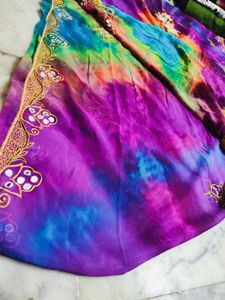 Multi Color Very Beautiful Saree Moti Work