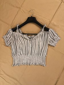 Striped Cold Shoulder Top