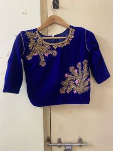 Embroidered Blue and pink lehanga
