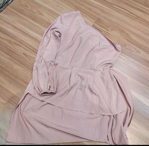 Blush One-Shoulder Ruffle Dress