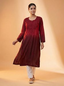 Elegant Maroon Embroidered Kurta