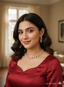 new Red & White Necklace Set