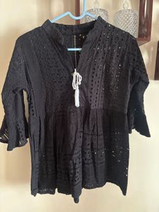 Eyelet Black Blouse