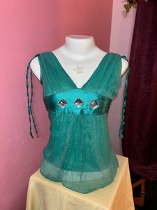 ⋆˚꩜｡ mermaidcore y2k top with gems ⋆˚꩜｡