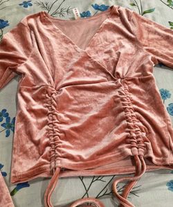 Pink Velvet Long Sleeve Top